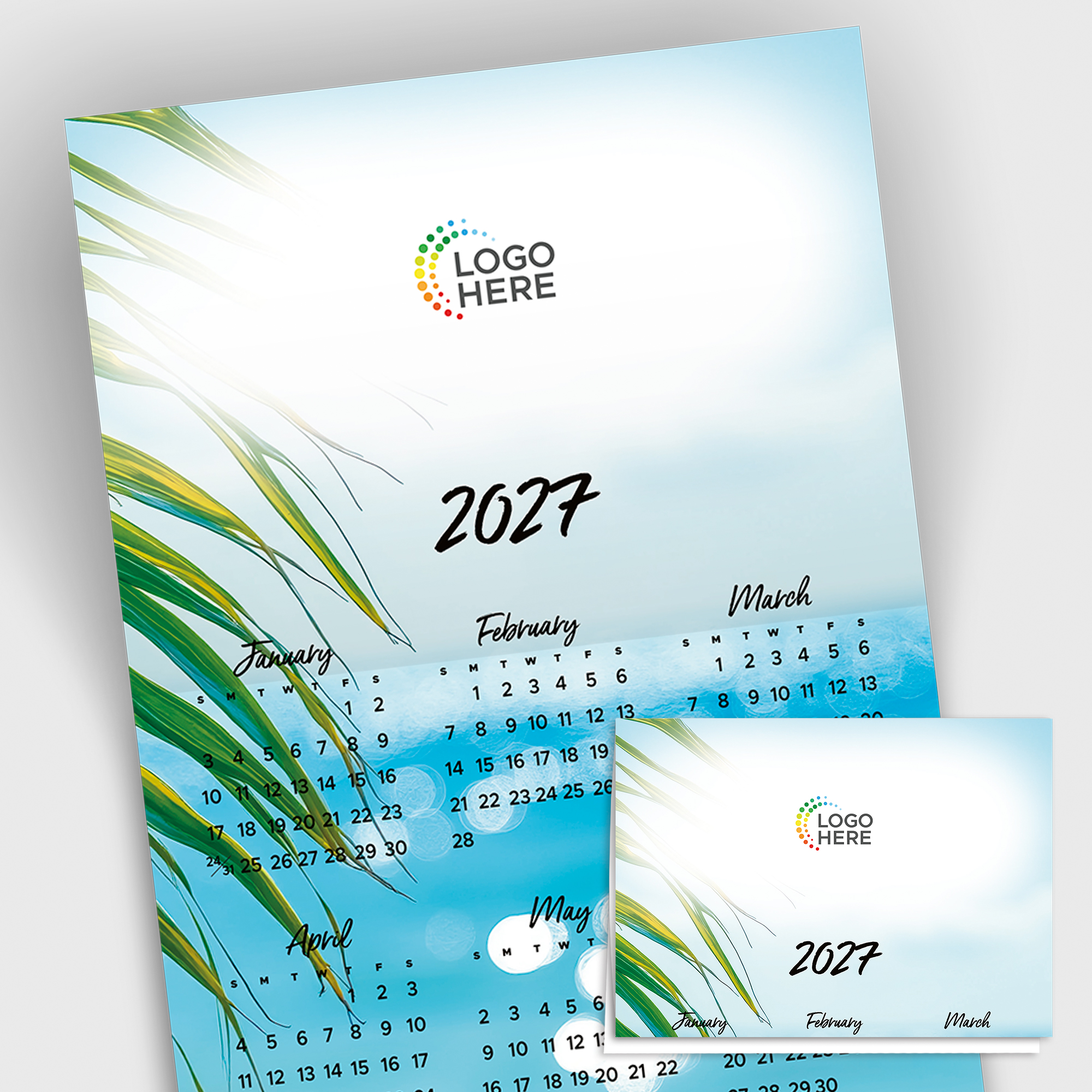 Sparkling Waters Logo Top Calendar Card D3503U-4A Sparkling Waters Logo Top Calendar Card D3503U-4A